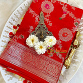 Kumkum Red Semi Georgette Soft Silk Saree -VS2008